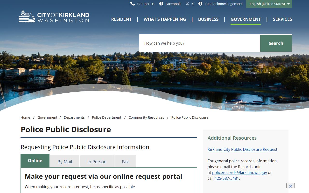 Kirkland recent arrests public disclosure source