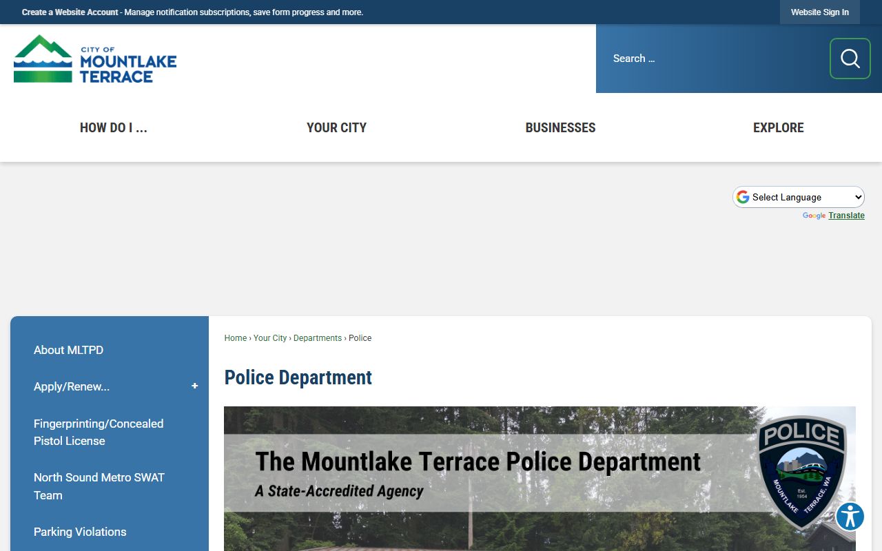 Mountlake Terrace recent arrests police department page