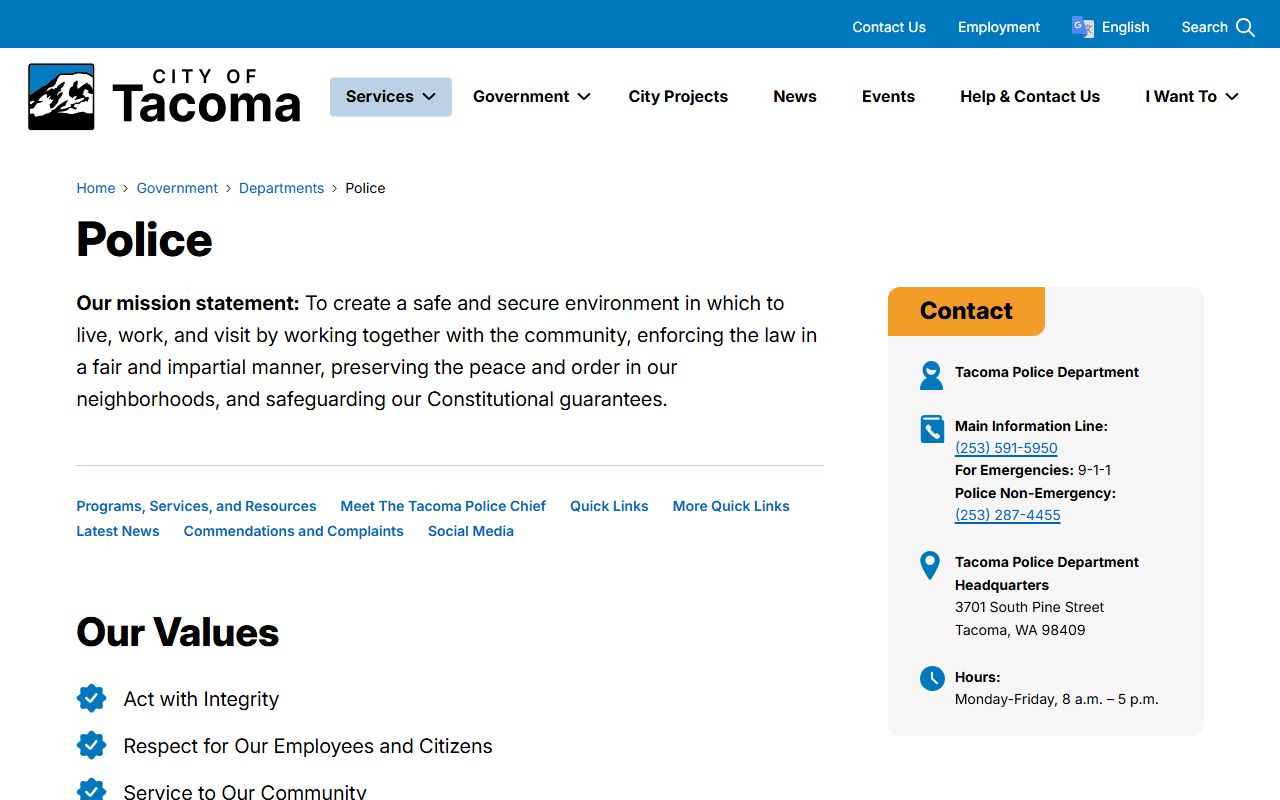 Tacoma recent arrests police department source