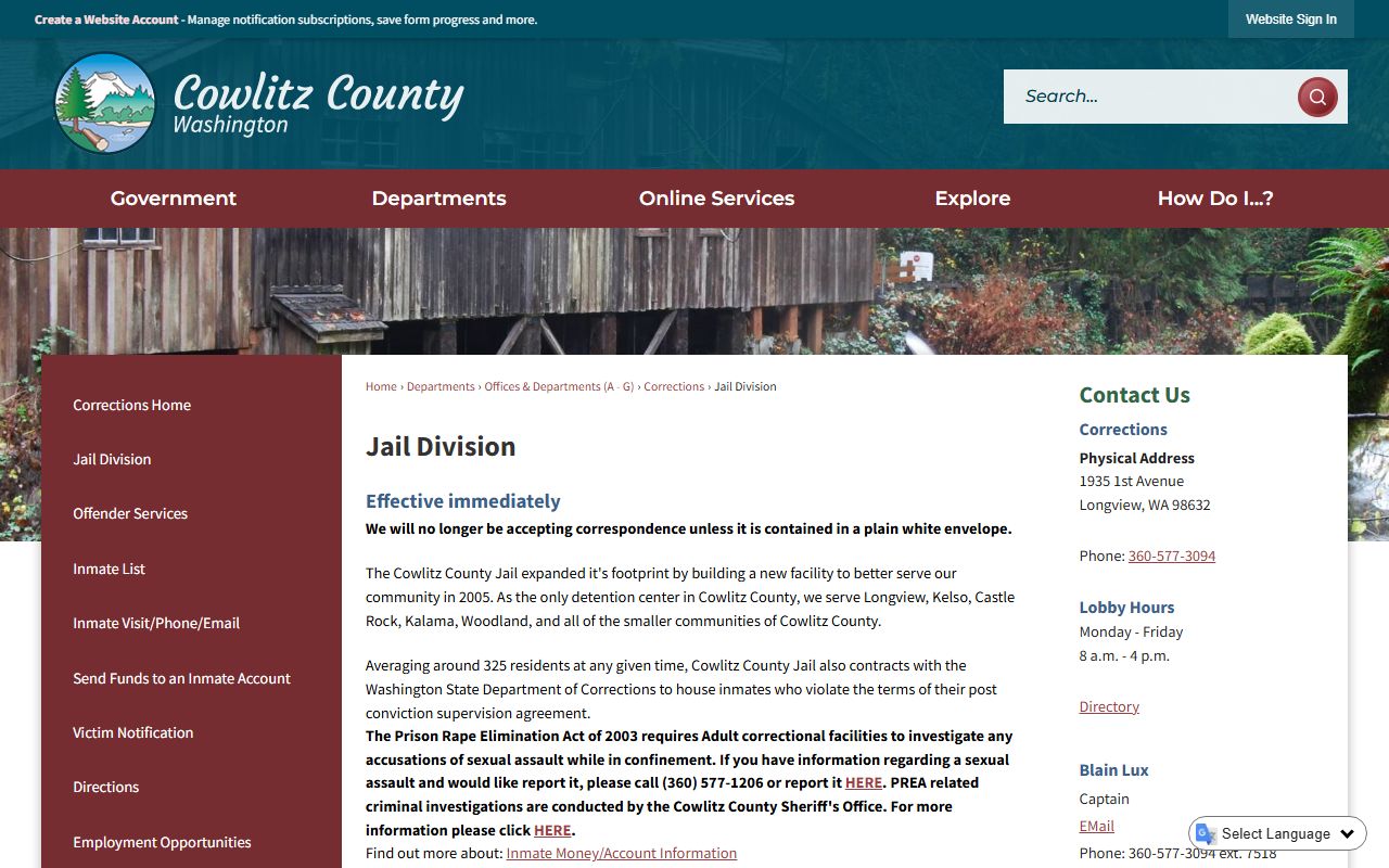 Cowlitz County recent arrests jail division source