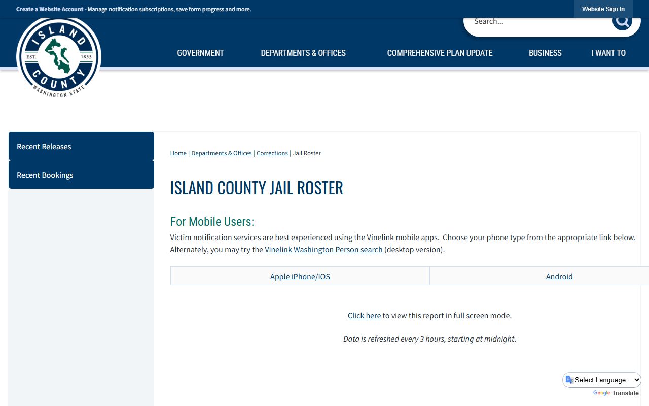Island County Recent Arrests jail roster