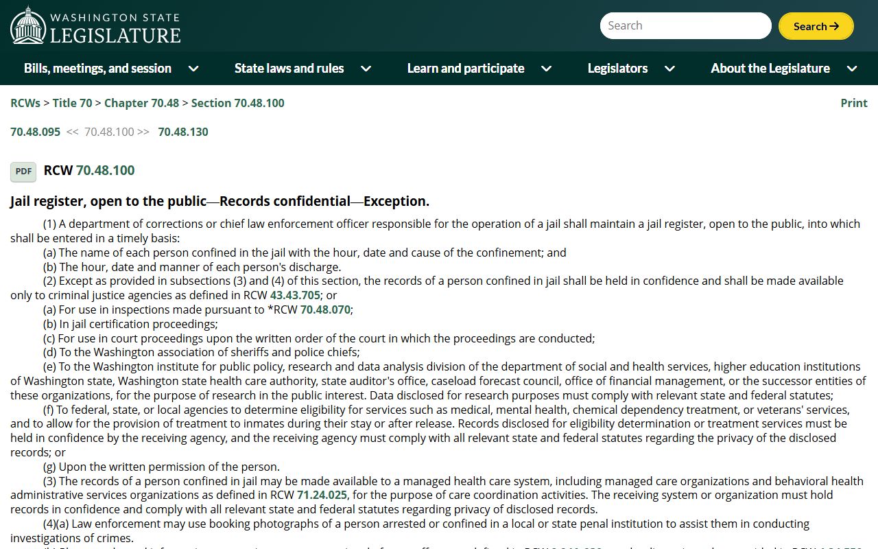 Washington recent arrests jail records law source